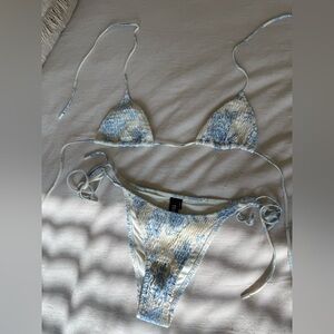 Triangl Swimwear Cream and Blue Bikini